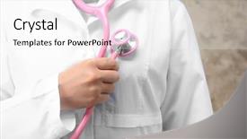  Presentation with engineering robotics development closeup electronics - PPT theme featuring attack cancer - doctor holding stethoscope closeup background and a white colored foreground