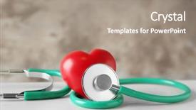  Presentation with heart - Cool new slide deck with attack cancer - stethoscope and red heart backdrop and a gray colored foreground