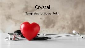  Presentation with heart attack - PPT layouts consisting of attack cancer - stethoscope and red heart background and a mint green colored foreground