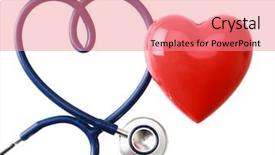  Presentation with heart attack - Presentation theme with attack cancer - stethoscope in the shape background and a coral colored foreground