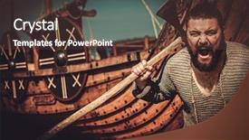  Presentation with seashore - Colorful slide set enhanced with attack culture - viking with axe standing near backdrop and a tawny brown colored foreground