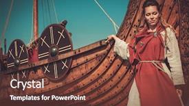  Presentation with traditional culture - PPT layouts enhanced with attack culture - viking woman in traditional clothes background and a tawny brown colored foreground