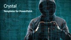  Presentation with computer hacker - Slides with attack darknet fraud dangerous virus background and a ocean colored foreground