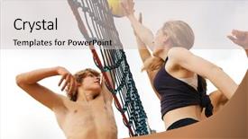  Presentation with beach ball - Presentation theme having attack in a beach volleyball background and a lemonade colored foreground