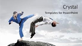  Presentation with battle - PPT theme consisting of attack related - battle of opponents background and a  colored foreground