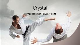  Presentation with battle - Amazing slides having attack related - battle of opponents backdrop and a  colored foreground