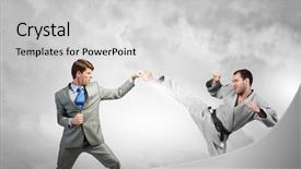  Presentation with battle - PPT theme consisting of attack related - battle of opponents background and a  colored foreground