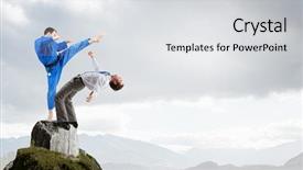  Presentation with battle - Slides having attack related - battle of opponents background and a  colored foreground