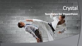  Presentation with battle - Amazing theme having attack related - battle of opponents backdrop and a  colored foreground