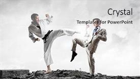  Presentation with battle - PPT theme enhanced with attack related - battle of opponents background and a  colored foreground