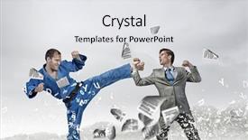  Presentation with battle - Presentation design with attack related - battle of opponents background and a  colored foreground