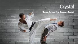  Presentation with battle - Audience pleasing theme consisting of attack related - battle of opponents backdrop and a  colored foreground