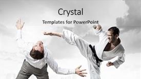  Presentation with battle - Slides enhanced with attack related - battle of opponents background and a  colored foreground