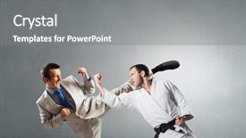  Presentation with battle - PPT theme consisting of attack related - battle of opponents background and a  colored foreground