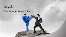  Presentation with battle - Slides featuring attack related - battle of two opponents background and a  colored foreground