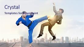  Presentation with battle - Amazing theme having attack related - battle of two opponents backdrop and a  colored foreground