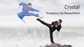  Presentation with battle - Beautiful theme featuring attack related - battle of two opponents backdrop and a  colored foreground