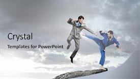  Presentation with battle - Beautiful theme featuring attack related - battle of two opponents backdrop and a  colored foreground