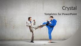  Presentation with god battle - Beautiful PPT layouts featuring attack related - battle of two opponents backdrop and a  colored foreground