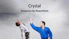  Presentation with battle - Slides having attack related - battle of two opponents background and a  colored foreground