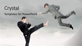  Presentation with battle - Presentation having attack related - battle of two opponents background and a  colored foreground
