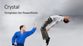  Presentation with battle - PPT theme consisting of attack related - battle of two opponents background and a  colored foreground