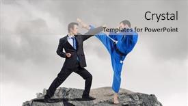  Presentation with battle 1066 - Colorful presentation enhanced with attack related - battle of two opponents backdrop and a light gray colored foreground