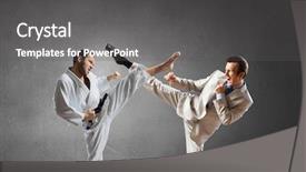  Presentation with battle - Presentation theme with attack related - battle of two opponents background and a  colored foreground