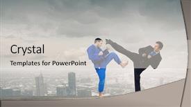  Presentation with battle ship - PPT theme featuring attack related - battle of two opponents background and a  colored foreground