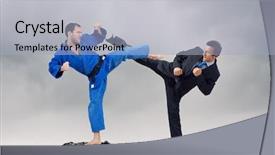  Presentation with battle 1066 - Slide deck featuring attack related - battle of two opponents background and a  colored foreground