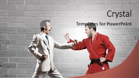  Presentation with battle - PPT theme enhanced with attack related - battle of two opponents background and a  colored foreground