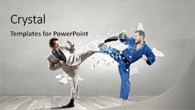  Presentation with battle - Cool new slides with attack related - battle of two opponents backdrop and a  colored foreground