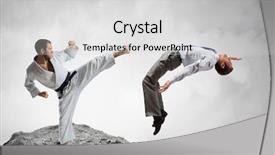  Presentation with battle - Cool new PPT theme with attack related - battle of two opponents backdrop and a  colored foreground