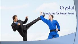  Presentation with battle - Cool new PPT theme with attack related - battle of two opponents backdrop and a  colored foreground