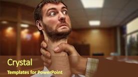  Presentation with neck 3d - PPT theme featuring attack related - businessman with a long neck background and a tawny brown colored foreground
