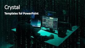  Presentation with cyber attack - Colorful presentation theme enhanced with attack system breaking and malware backdrop and a black colored foreground