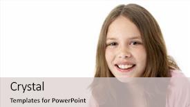  Presentation with smiling little girl - Presentation theme enhanced with attactive - portrait of smiling young girl background and a lemonade colored foreground