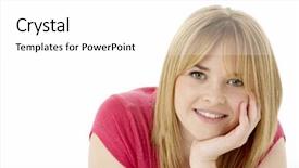  Presentation with teenage girl - Audience pleasing presentation design consisting of attactive - studio portrait of smiling teenage backdrop and a  colored foreground