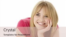  Presentation with teenage girl - Presentation theme featuring attactive - studio portrait of smiling teenage background and a  colored foreground