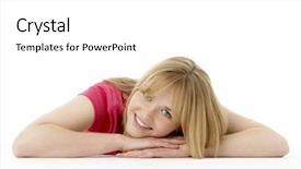  Presentation with teenage girl - Presentation theme enhanced with attactive - studio portrait of smiling teenage background and a  colored foreground