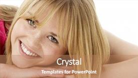  Presentation with smiling little girl - Presentation theme consisting of attactive - studio portrait of smiling teenage background and a  colored foreground