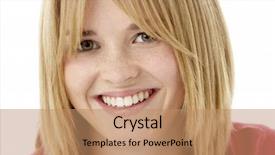  Presentation with smiling little girl - Presentation with attactive - studio portrait of smiling teenage background and a  colored foreground