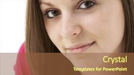  Presentation with smiling little girl - Presentation with attactive - studio portrait of smiling teenage background and a  colored foreground