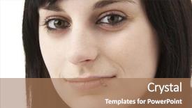  Presentation with smiling little girl - Audience pleasing presentation consisting of attactive - studio portrait of smiling teenage backdrop and a  colored foreground