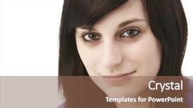  Presentation with teenage girl - Presentation enhanced with attactive - studio portrait of smiling teenage background and a  colored foreground