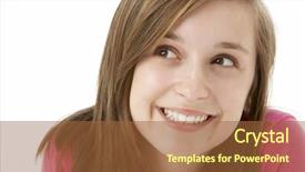  Presentation with smiling little girl - Audience pleasing presentation theme consisting of attactive - studio portrait of smiling teenage backdrop and a red colored foreground