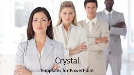  Presentation with team leader - Amazing slides having attactive serious business leader backdrop and a soft green colored foreground