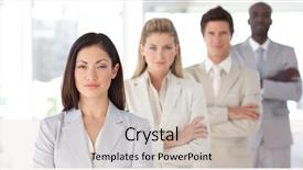  Presentation with team leader - Theme consisting of attactive serious business leader background and a soft green colored foreground