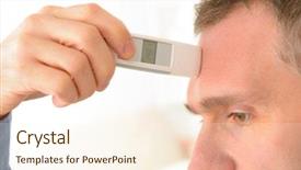  Presentation with body temperature - Audience pleasing presentation theme consisting of attempting to measure body temperature backdrop and a cream colored foreground