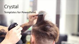  Presentation with barber - Amazing presentation having attendance - barber making modern male hairstyle backdrop and a cream colored foreground